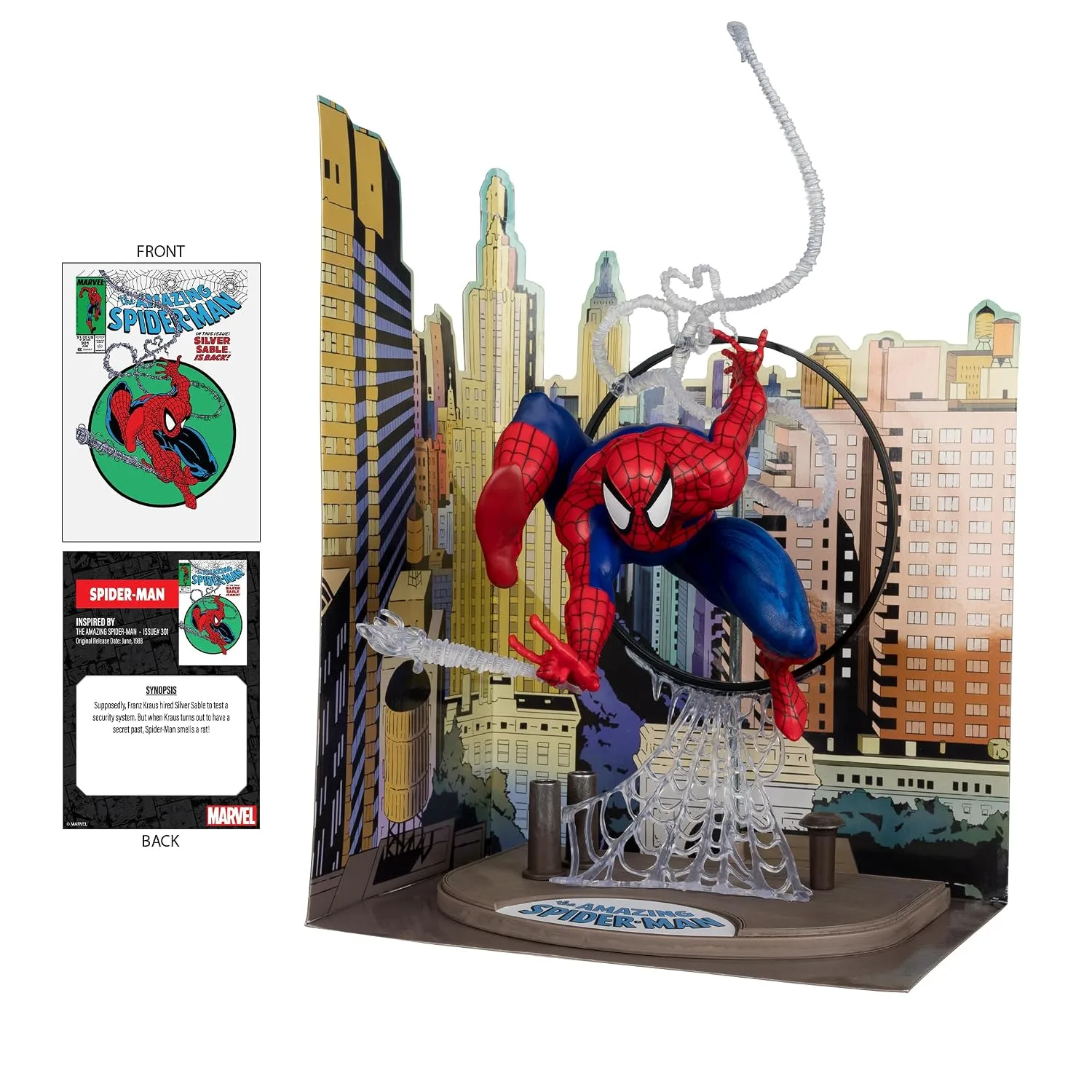 McFarlane Toys Marvel Spider-Man Escala 1:6 con Escena y Comic (The Amazing Spider-Man #301)