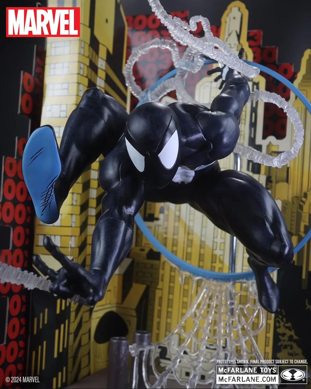 McFarlane Toys Marvel Spider-Man (Symbiote Suit) Escala 1:6 con Escena y Comic (The Amazing Spider-Man #300)