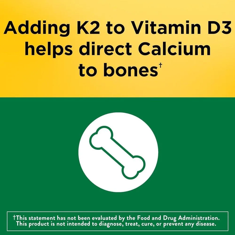 Nature Made Suplemento de Vitamina D3 y K2 para salud ósea, dental, muscular e inmunológica, 30 cápsulas blandas