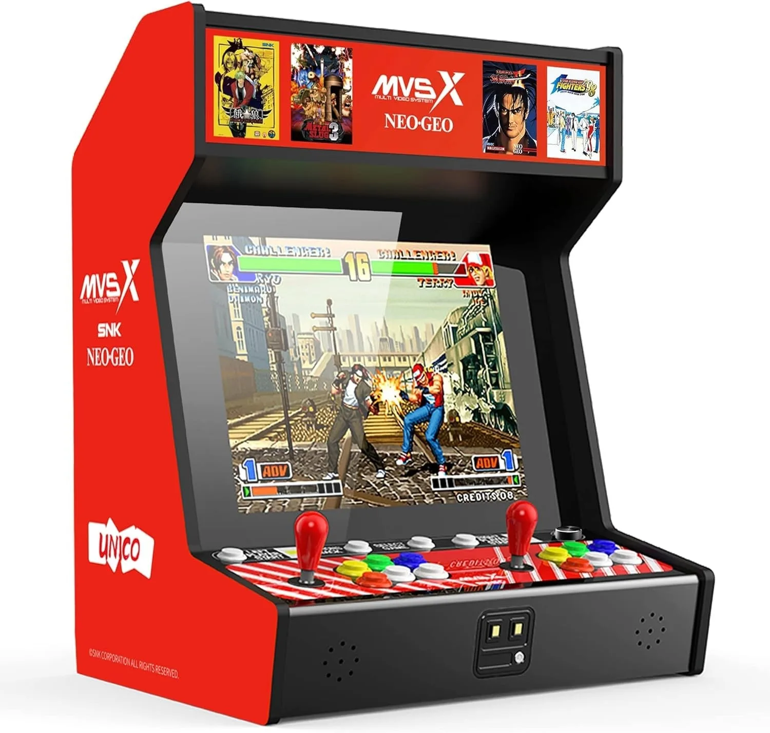 UNICO MVSX Home Arcade, Preloaded 50 SNK Licenced Retro Games, Support Two Players to Play Games Concurrently, Including The King of Fighters/Metal Slug and More