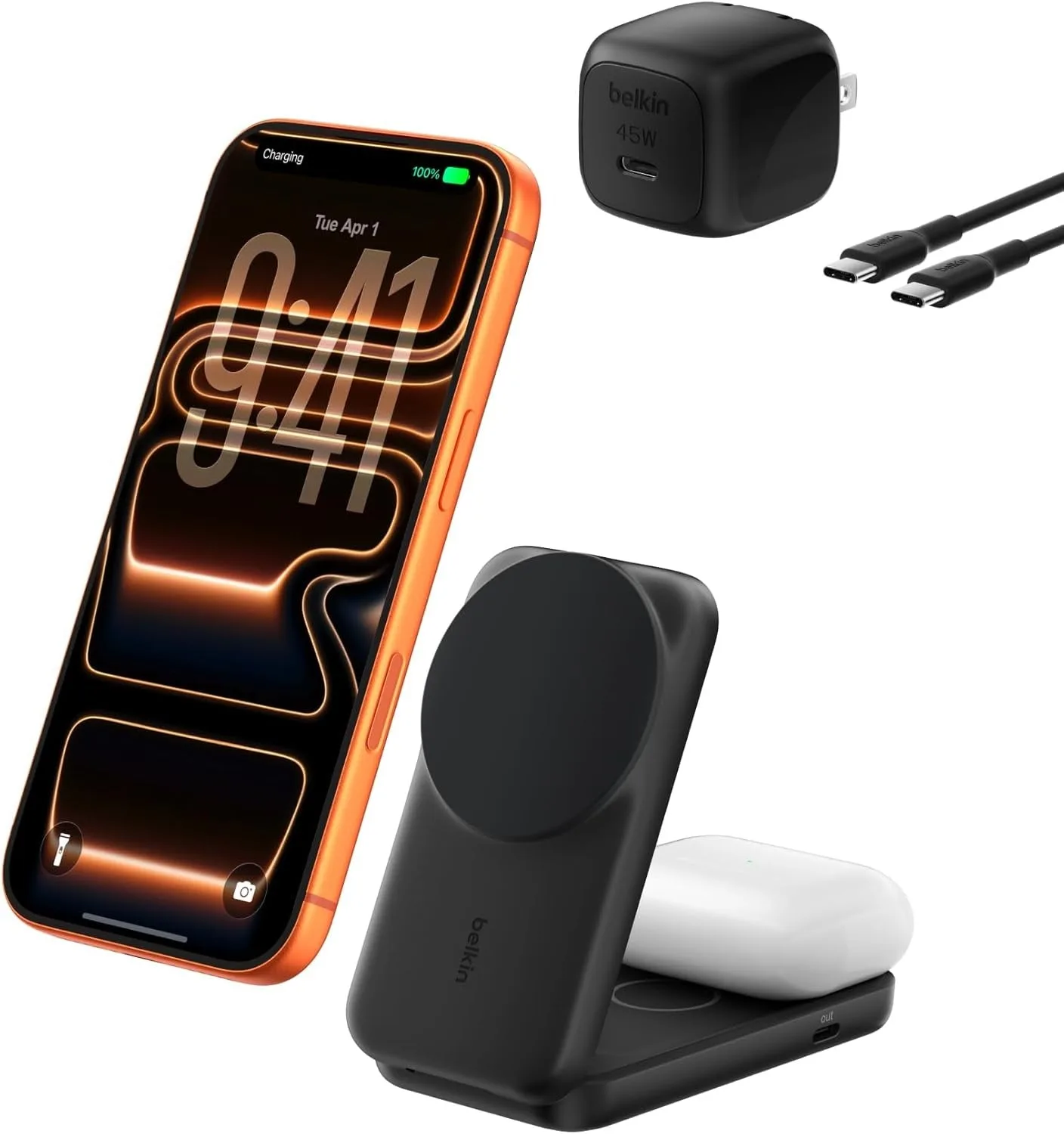 Cargador inalámbrico Belkin Qi2 15W estación 2 en 1 para iPhone y AirPods