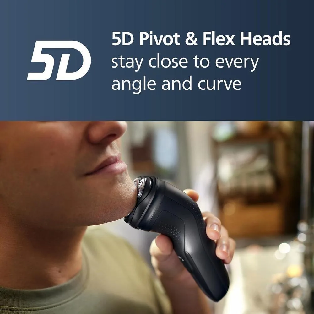 Philips Norelco Shaver 3900 Series, afeitadora eléctrica para uso húmedo y seco, con P-Cap, estuche de viaje y soporte de carga