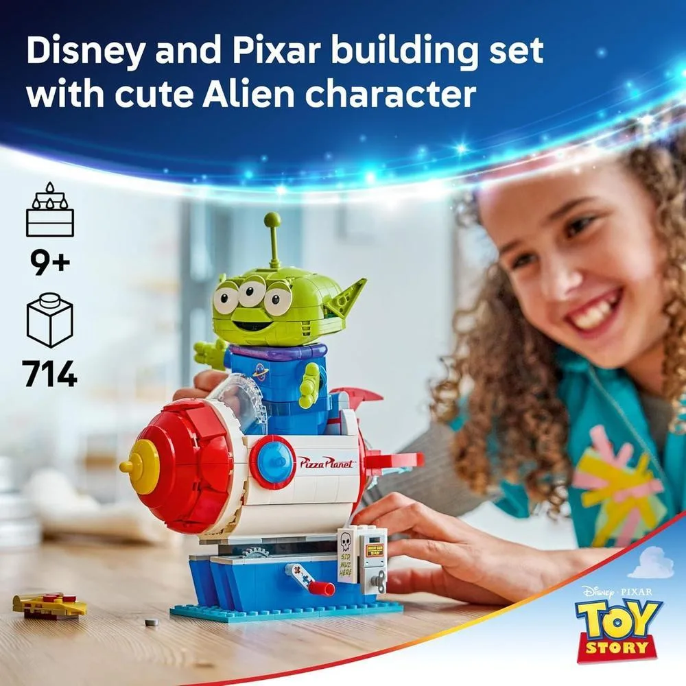 LEGO Disney y Pixar Toy Story Alien con Nave Espacial de Pizza Planet, Juguete de Construcción para Niños y Niñas