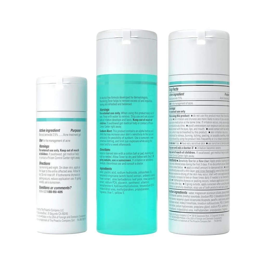 Kit completo de 90 días para cuidado del acné en 3 pasos de Proactiv con parches para espinillas y tratamiento reparador