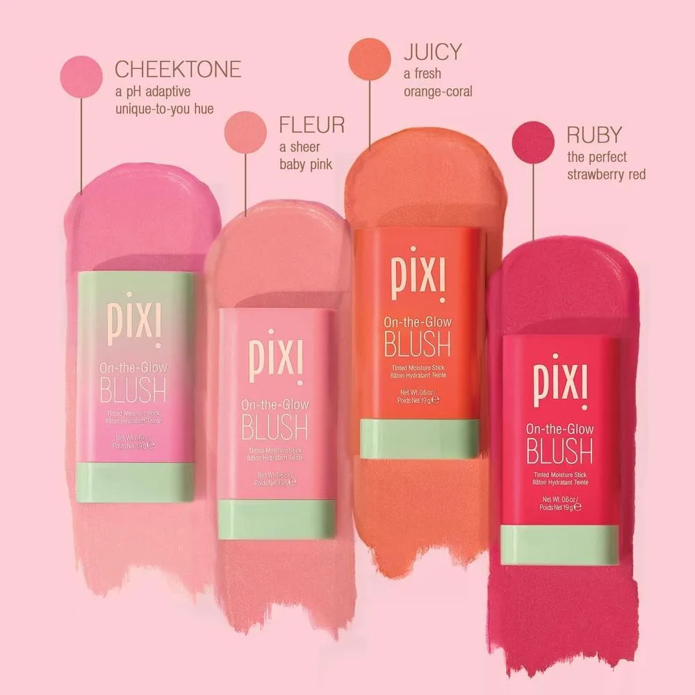 Pixi On-The-Glow Blush - Hidratante Bálsamo Labial Con Ginseng Y Aloe Para Mejillas Y Labios 19g