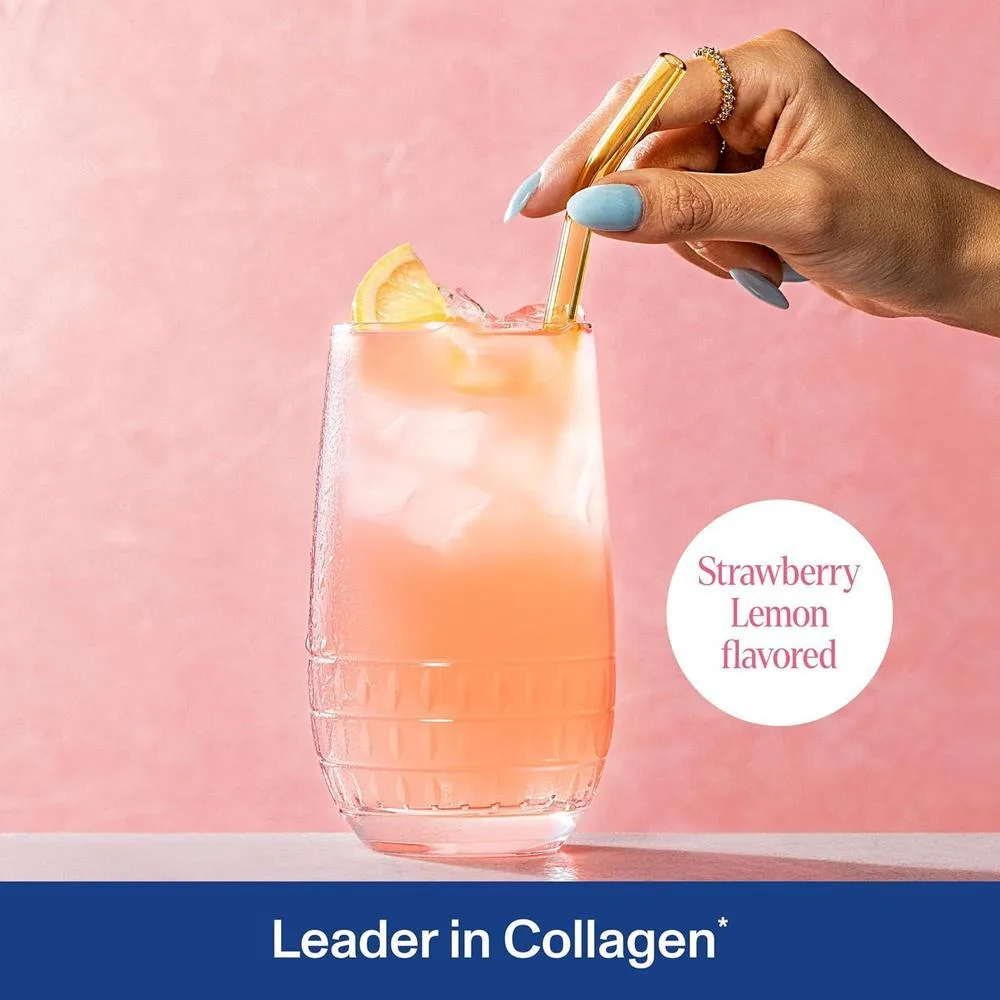 Vital Proteins Péptidos de colágeno avanzados con ácido hialurónico y vitamina C, sabor a limón y fresa