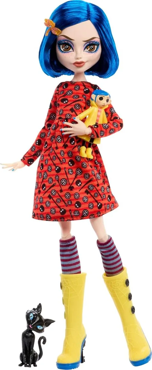 Monster High Skullector Doll, Coraline Collectible in Yellow Raincoat