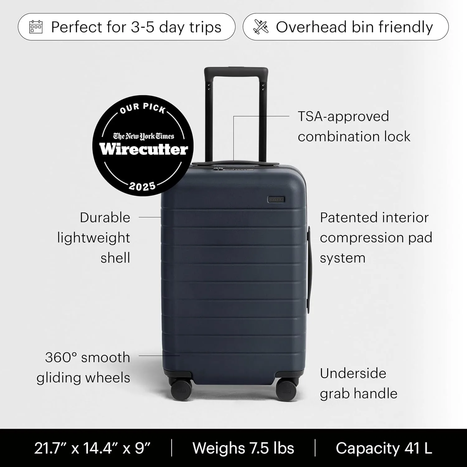 Away Carry-On Luggage - 22-Inch Lightweight Hardside Suitcase