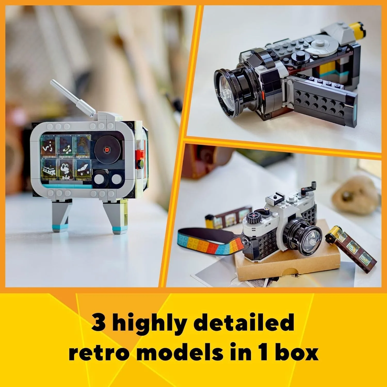 LEGO Creator 3 in 1 Retro Camera Toy, Transforms to Retro Video Camera
