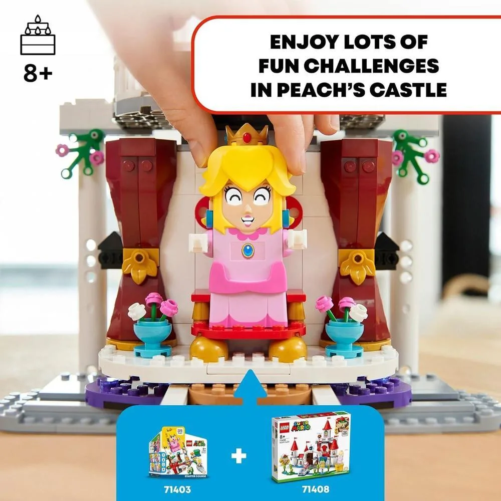 LEGO Super Mario Juego expansión Castillo Peach, juguete construcción con figuras Bowser y Toadette, para niños 8 años