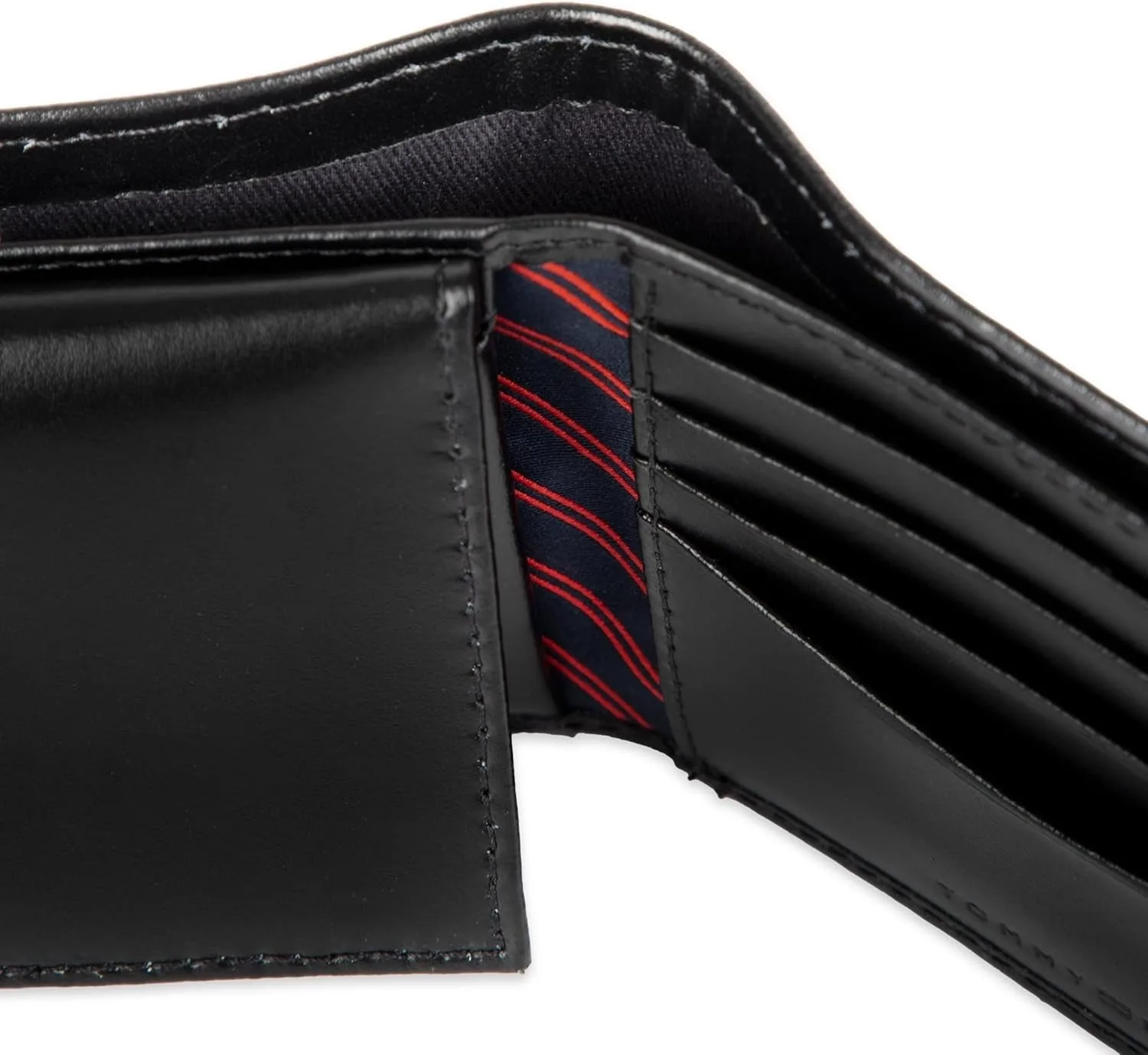 Tommy Hilfiger Men's Leather Wallet – Slim Bifold with 6 Credit Card Pockets and Removable ID Window, Casual Black Ranger, One Size
