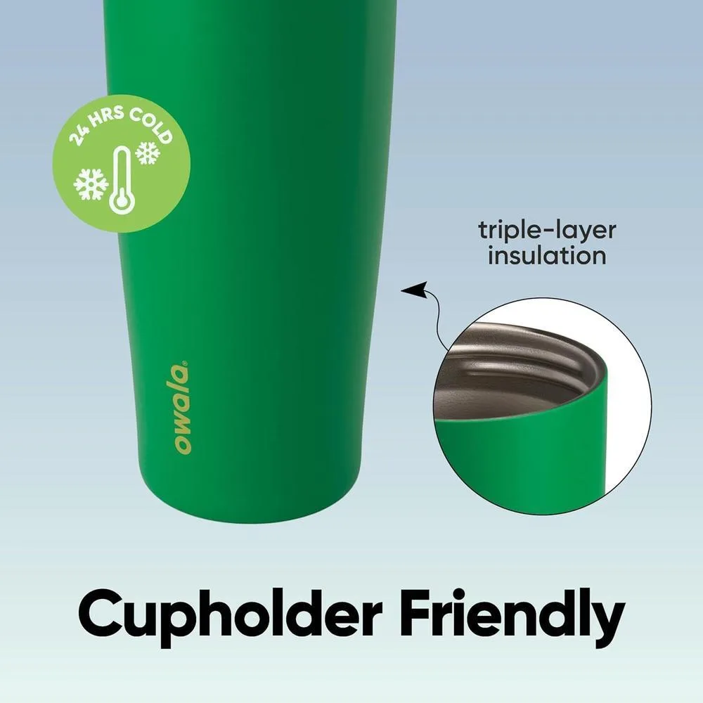 Botella de agua Owala FreeSip de acero inoxidable, con boquilla 2 en 1, pajita y asa, ideal para viajes y deportes