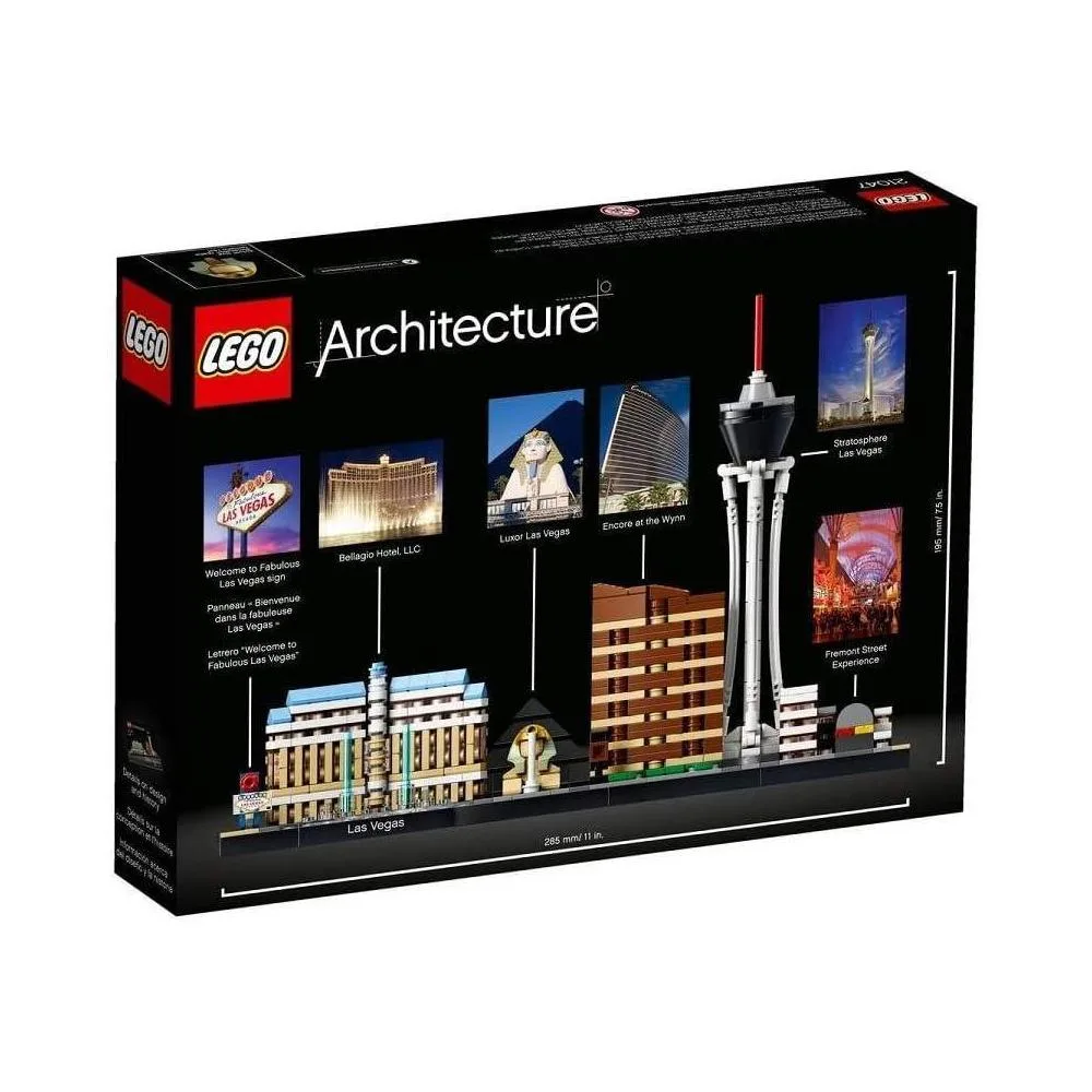 LEGO Architecture Skyline Collection Las Vegas, kit de construcción de 487 piezas, recrea atracciones icónicas de la ciudad