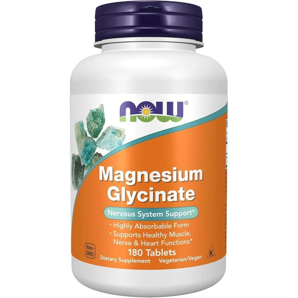 Suplemento Magnesio Glicinato NOW Foods 100 mg 180 tabletas