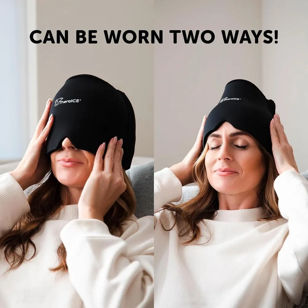Gorro Alivio para Migraña TheraICE, Calmante para el Dolor de Cabeza, Máscara Facial de Compresa Fría de Gel Refrescante