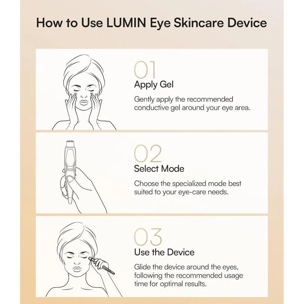 Dispositivo 4 en 1 de belleza con terapia de luz roja, calor, masaje y vibración para ojeras, hinchazón y reafirmar la piel