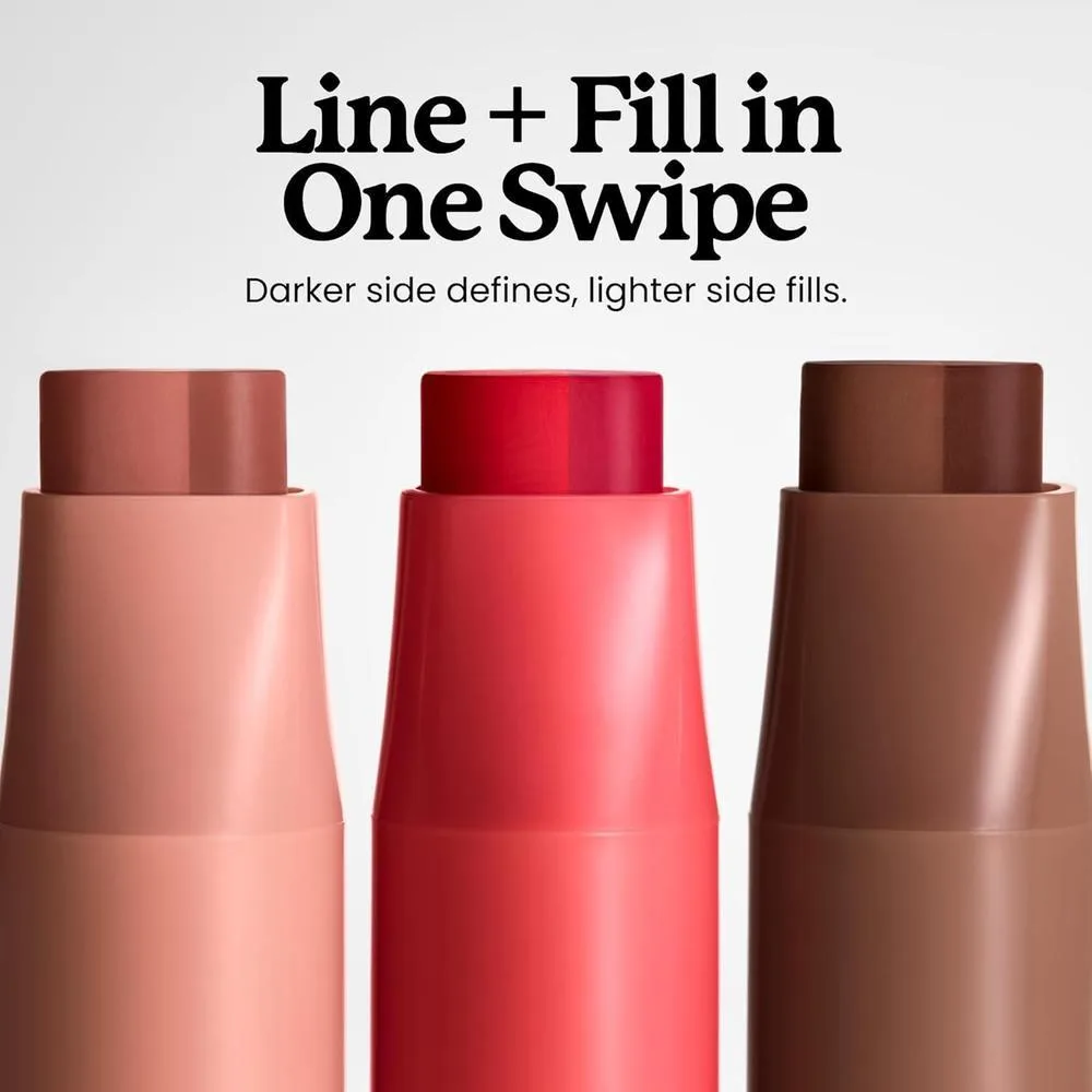 Sacheu DoubleDown Lip Definer: Labial hidratante 2 en 1 con acabado satinado enriquecido con aceites nutritivos