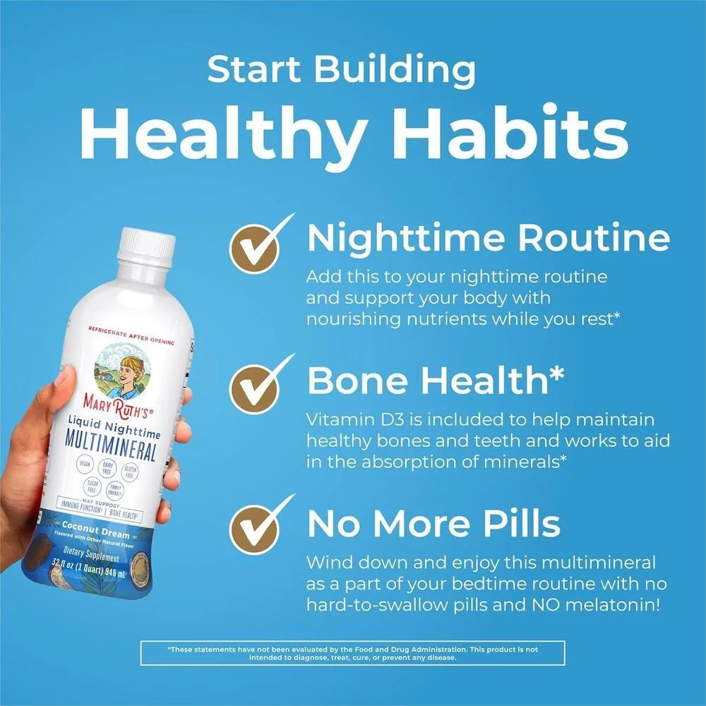 Multimineral líquido natural para dormir, vegano sin melatonina, con magnesio, calcio y vitaminas, sabor coco y sin OMG