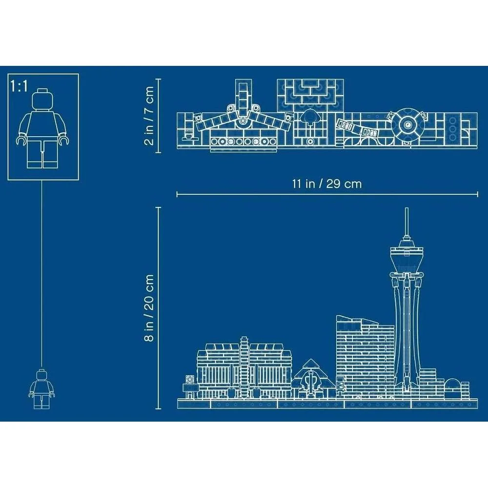 LEGO Architecture Skyline Collection Las Vegas, kit de construcción de 487 piezas, recrea atracciones icónicas de la ciudad