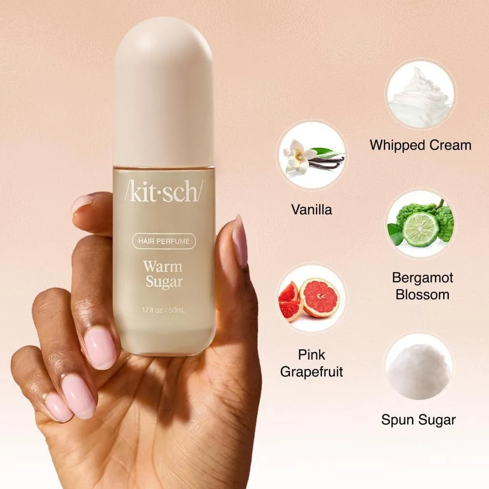 Perfume Warm Sugar Kitsch - Desodoriza y elimina olores para cabello, cuerpo y almohadas, aroma a pomelo rosado y vainilla