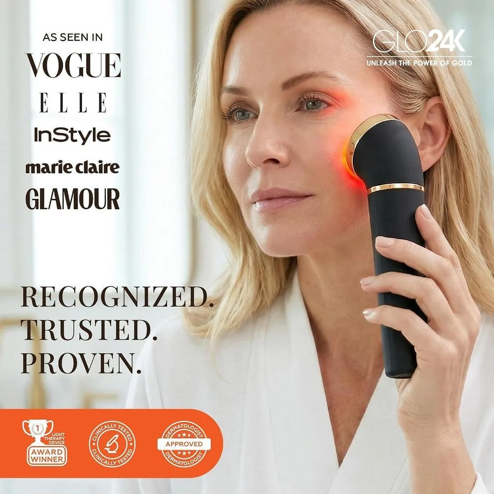 Dispositivo de belleza de luz roja para cara y cuello con masajeador 3 en 1, triple LED y tecnología de vibración avanzada