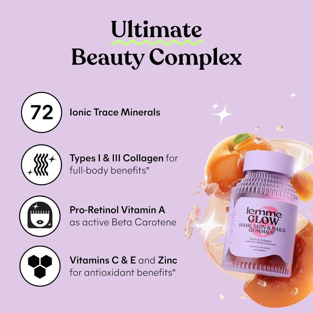 Gomitas con colágeno, biotina, minerales y vitaminas antioxidantes para fortalecer cabello, uñas y piel, sin lácteos ni gluten
