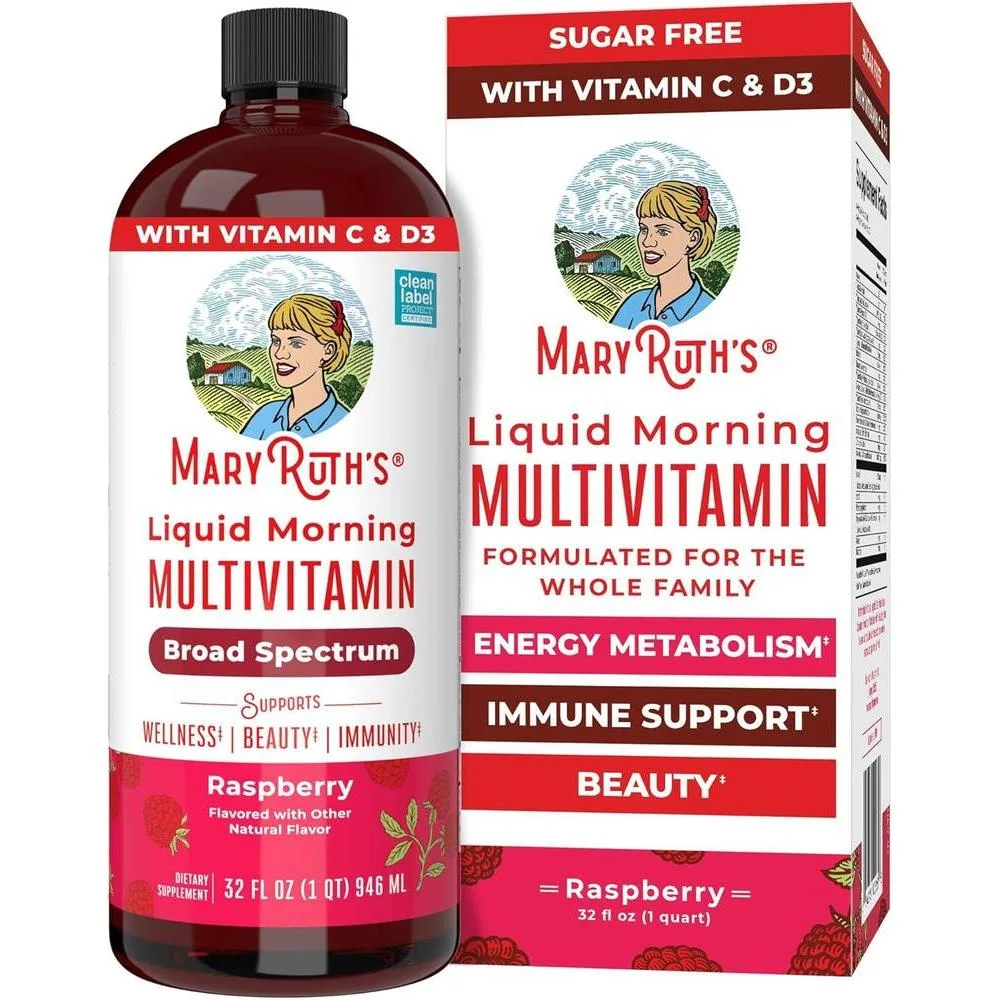 Multivitamínico Líquido MaryRuth's Sabor Frambuesa para Adultos y Niños 32 Porciones