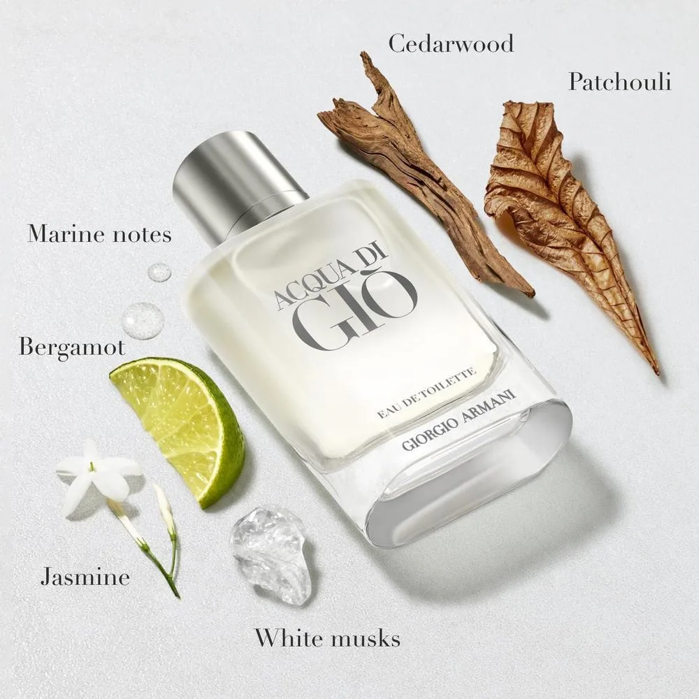 Acqua de Giò para hombre, colonia Eau de Toilette con fragancia duradera de bergamota, jazmín y almizcle