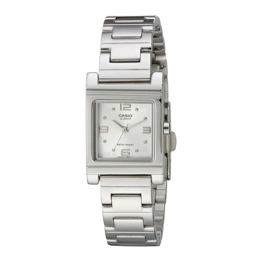 Reloj de pulsera Casio LTP1237D-7A acero inoxidable tono plata esfera blanca mujer