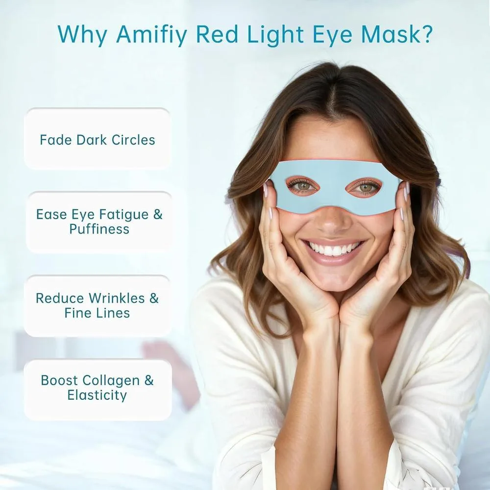 Máscara de ojos de luz roja infrarroja para ojeras, arrugas y bolsas. Dispositivo antienvejecimiento con 3 minutos por sesión