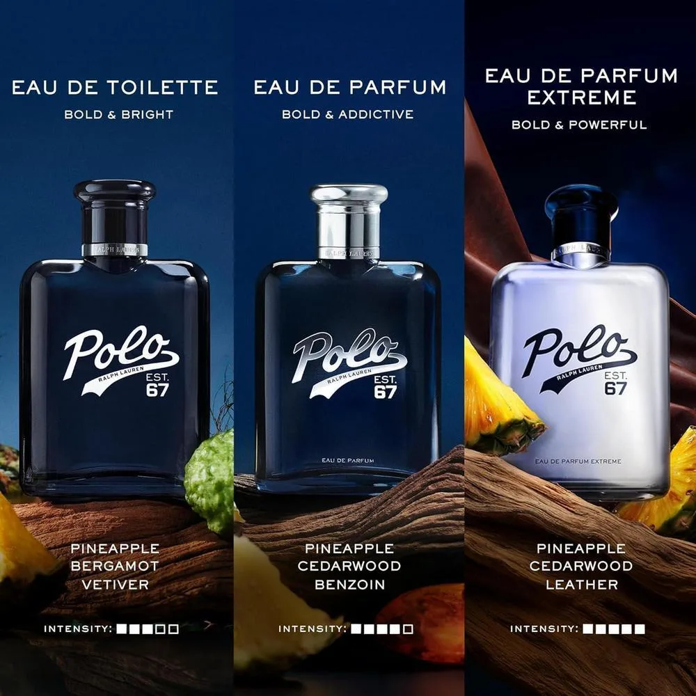 Ralph Lauren Polo 67 Extreme Eau de Parfum Hombre - Aroma Gourmand con Piña Caramelizada, Cedro y Cuero
