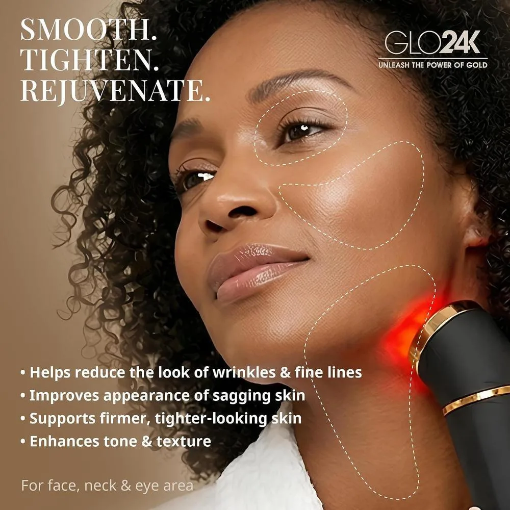 Dispositivo de belleza de luz roja para cara y cuello con masajeador 3 en 1, triple LED y tecnología de vibración avanzada