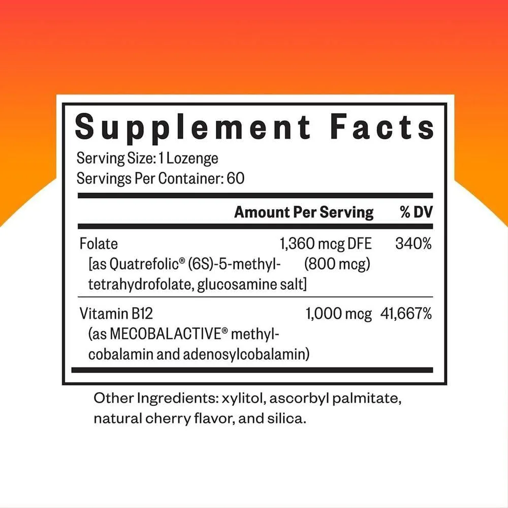 Pastilla Active B12 con L-5-MTHF de Seeking Health para apoyo de salud celular, cognitiva y energía, 60