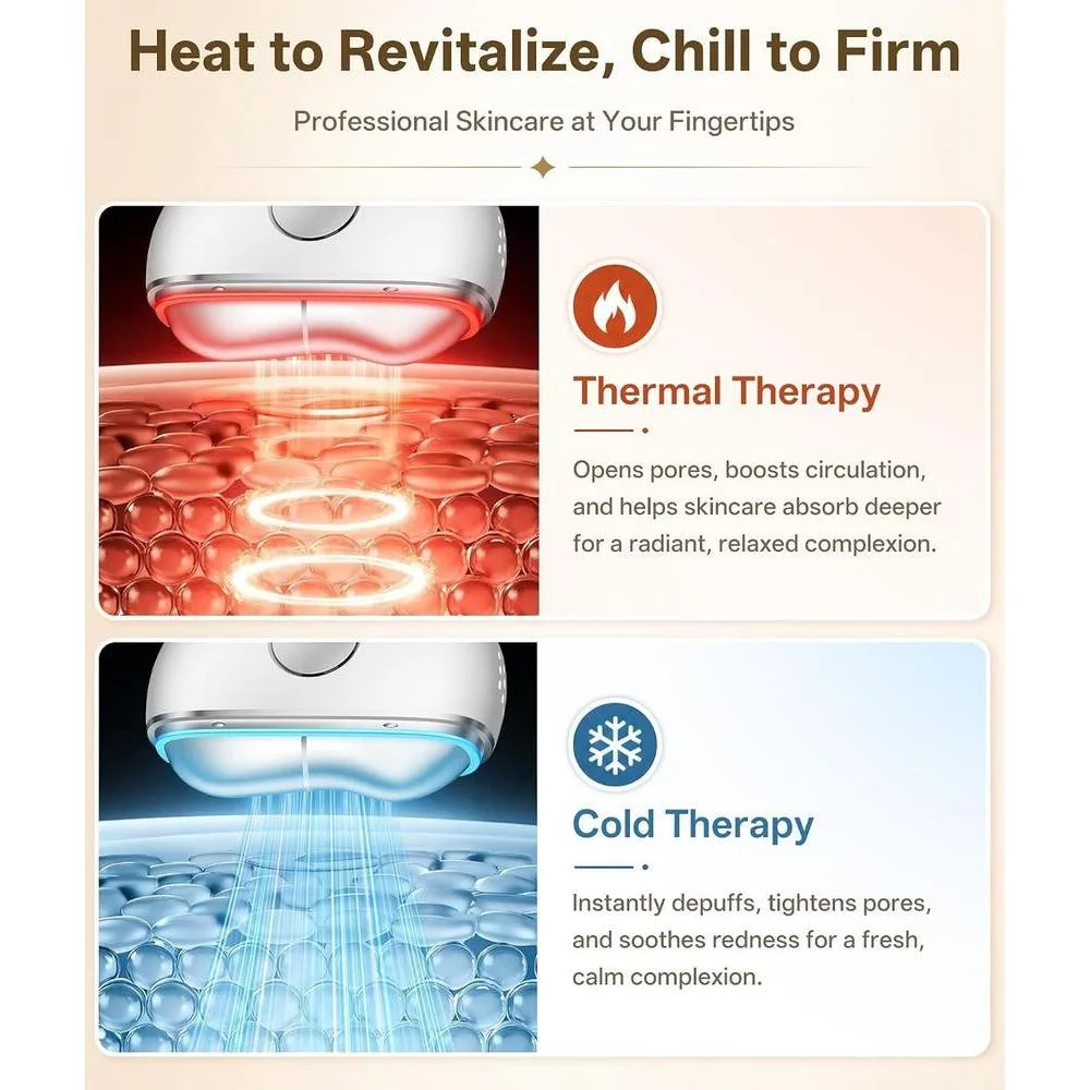 Dopsikn Terapia de luz roja para cara y cuello, masajeador facial con modos caliente y frío, herramienta para contornear