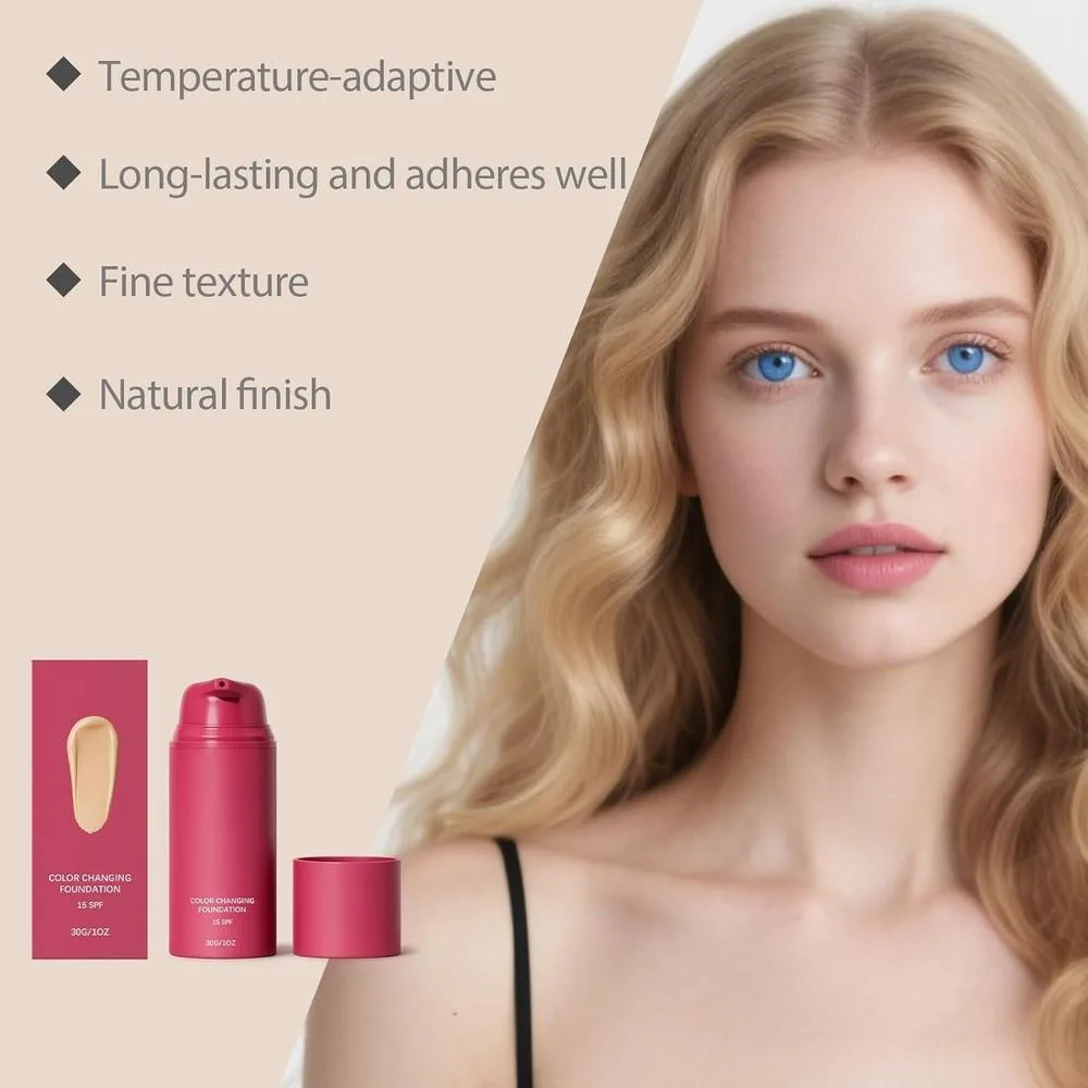 Base Líquida Que Cambia De Color, Adaptadora Del Tono De Piel Para Acabado Natural, SPF 15, 30 Ml
