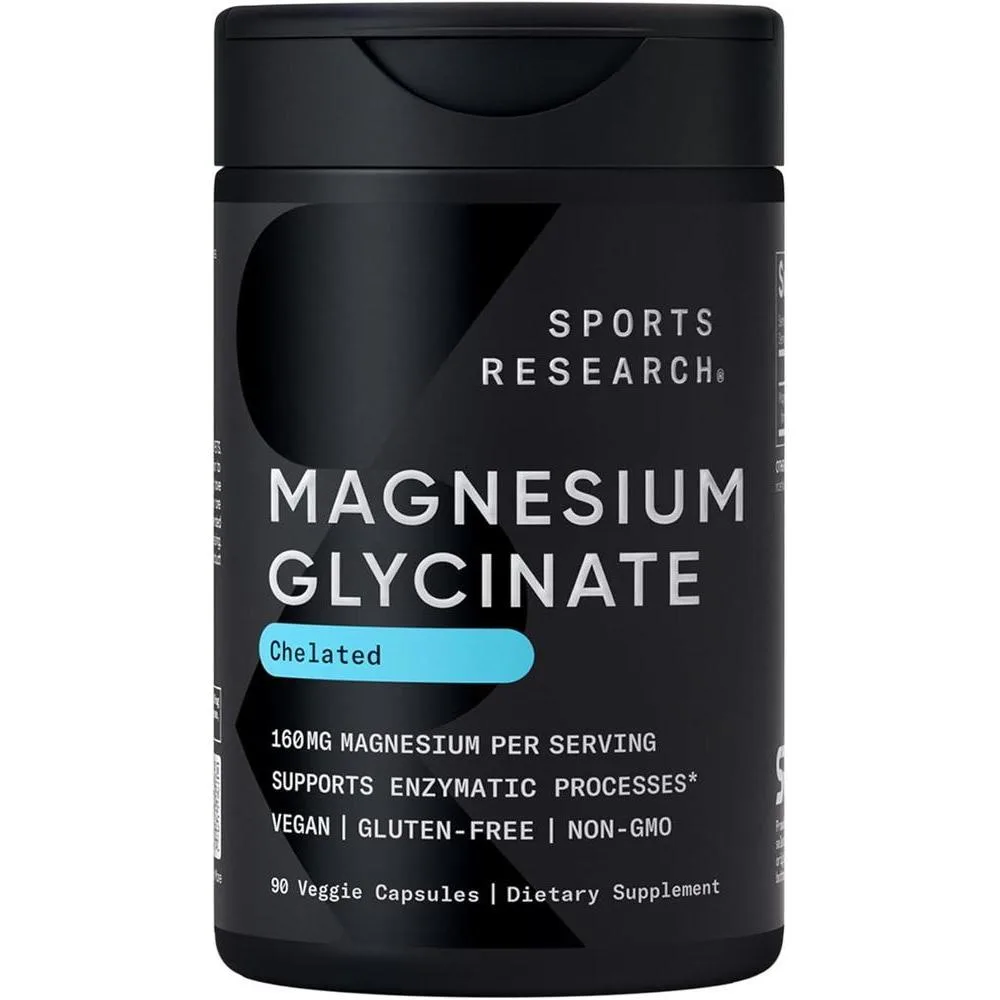 Suplemento Magnesio Glicinato Sports Research 160mg 90 cápsulas vegetales