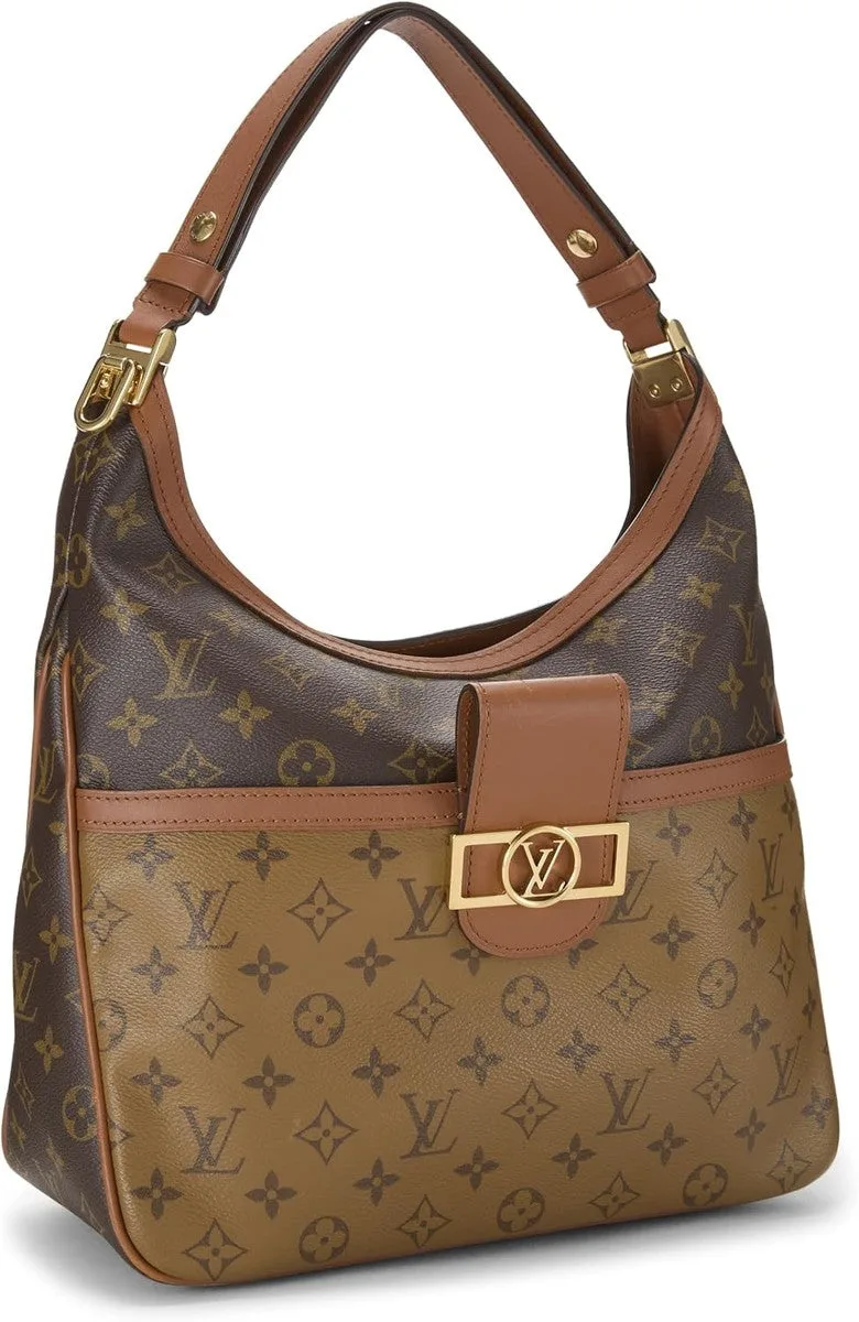 Original Louis Vuitton Pre-loved Monogram Reversed Dauphine Hobo MM, Brown