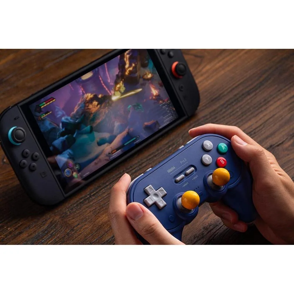 8BitDo Pro 3 Bluetooth Controller compatible con Switch, Windows, Apple y Android, con base de carga y botones intercambiables