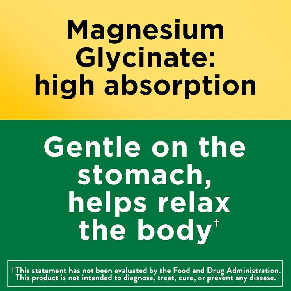 Nature Made Glicinato de Magnesio suplemento para músculos, corazón, nervios, huesos, 180 cápsulas bisglicinato, 90 días