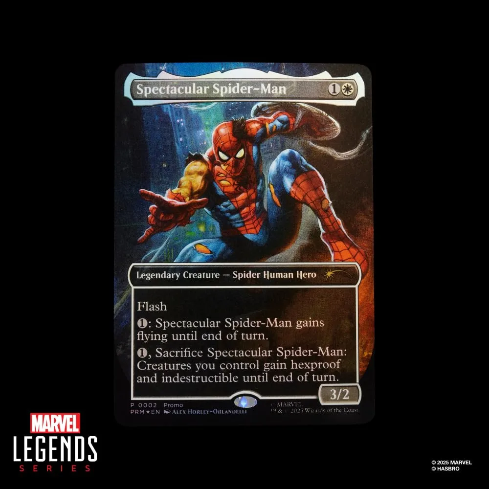 Marvel Legends Series Magic: The Gathering Battle-Damaged Spider-Man Action Figure 6 pulgadas + Carta Coleccionable