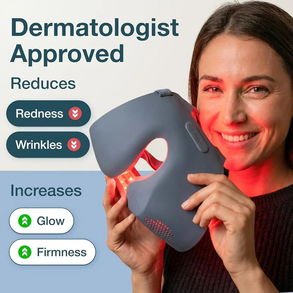Máscara facial de terapia de luz roja myhalos con luz infrarroja, roja y azul para tratamiento antienvejecimiento