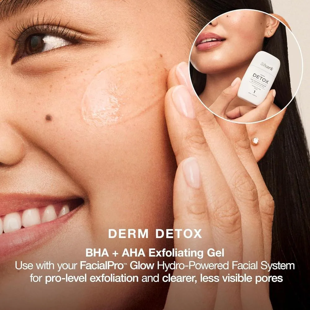 Shark FacialPro Glow Sistema facial hidroalimentado con terapia DePuffi de calor y frío para cuidado profesional de la piel