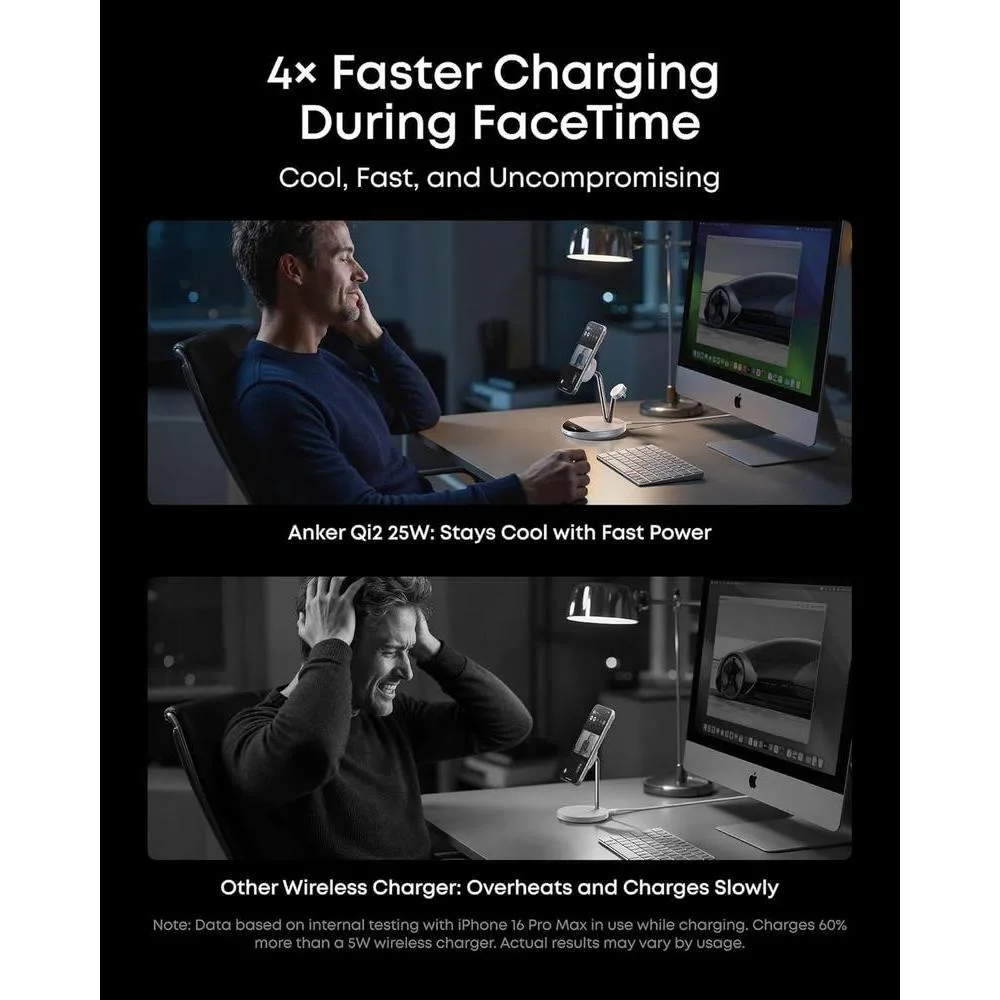 Cargador Anker Prime MagSafe Compatibile, estación de carga 3 en 1 con soporte inalámbrico certificado Qi2 y enfriamiento