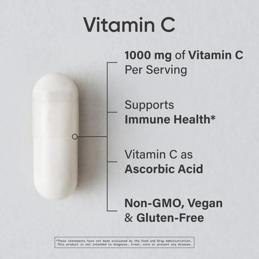 Suplemento de vitamina C de alta potencia con antioxidantes y apoyo inmunológico, cápsulas veganas sin OGM ni gluten