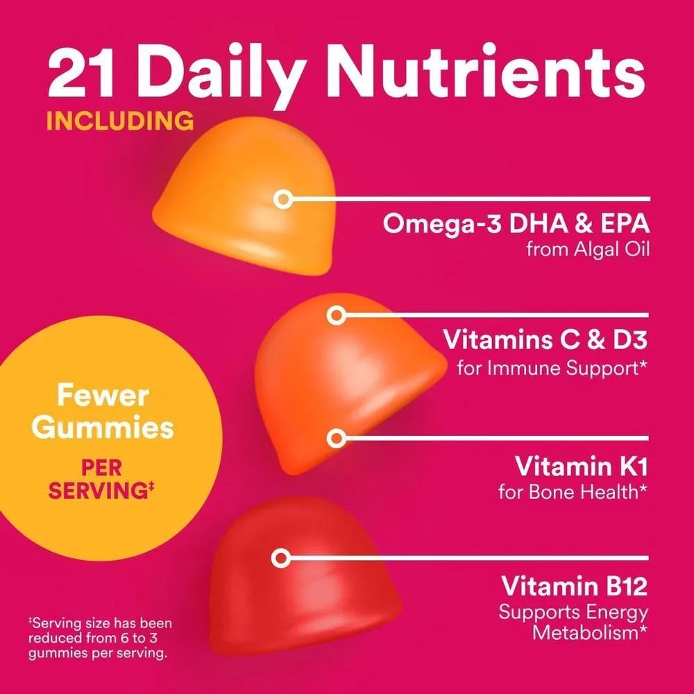 SmartyPants Gomitas Multivitamínicas para Mujer con Omega 3, Metilfolato, CoQ10, Vitaminas D3, C, B12, B6, A, K y Zinc, 90 Unidades