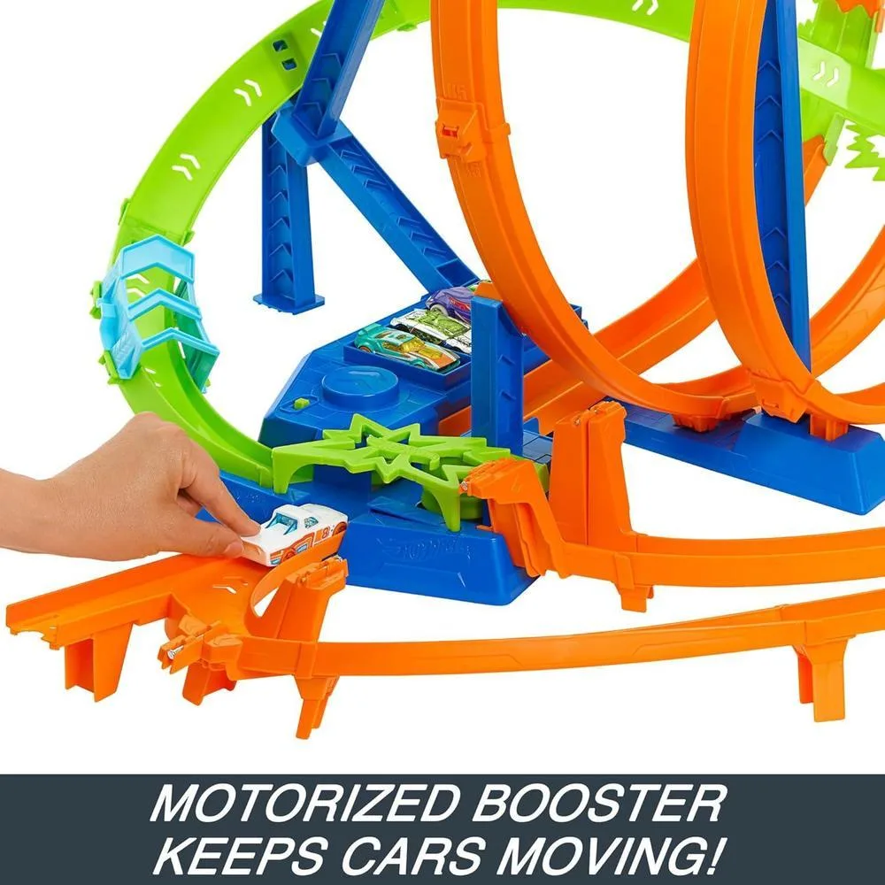 Set de pista Hot Wheels Epic Crash Dash con 5 zonas de choque y booster motorizado