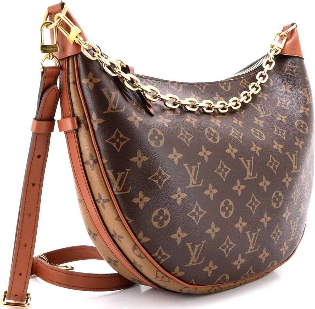 Original, Louis Vuitton Pre-Loved Loop Hobo Reverse Monogram Canvas, Brown