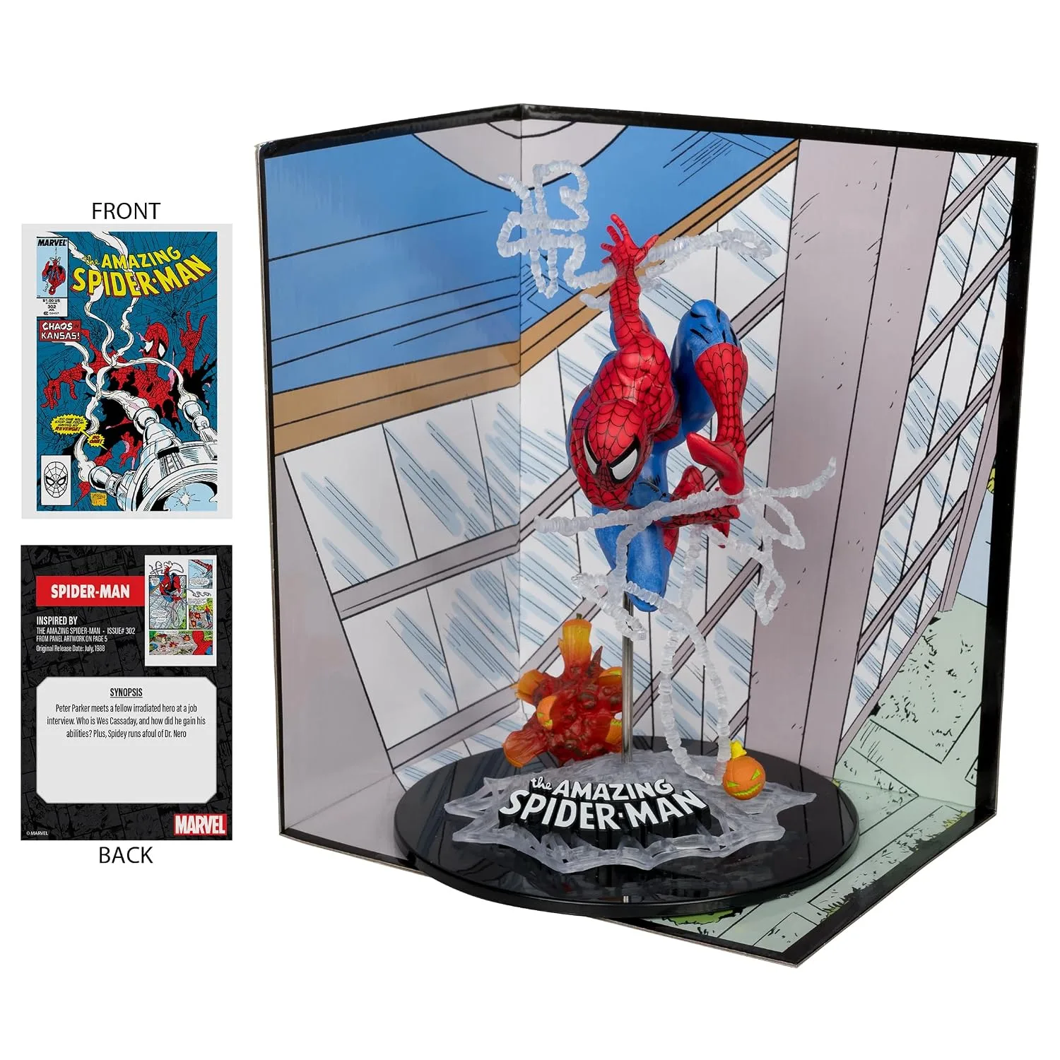 McFarlane Toys Marvel Spider-Man Escala 1:10 con Escena (The Amazing Spider-Man #302)