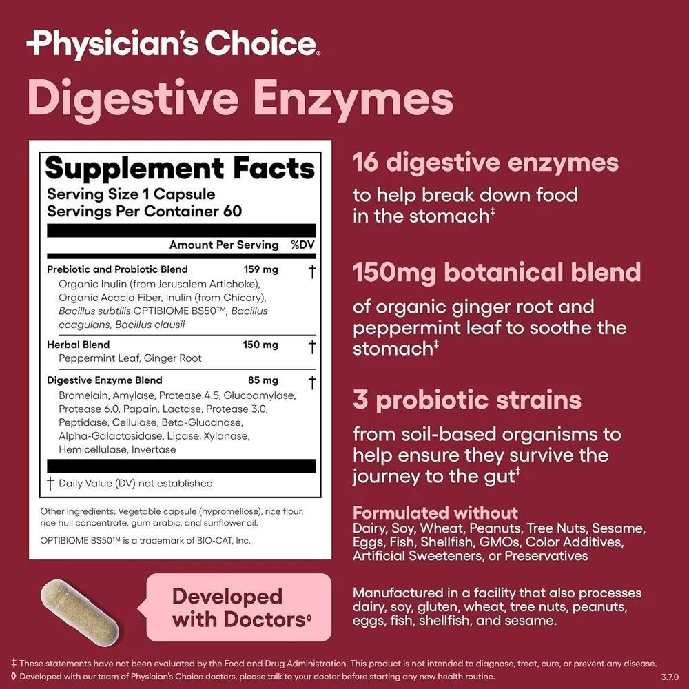 Physician's CHOICE bundle de salud intestinal avanzado con probióticos y enzimas digestivas para apoyo digestivo e inmunológico