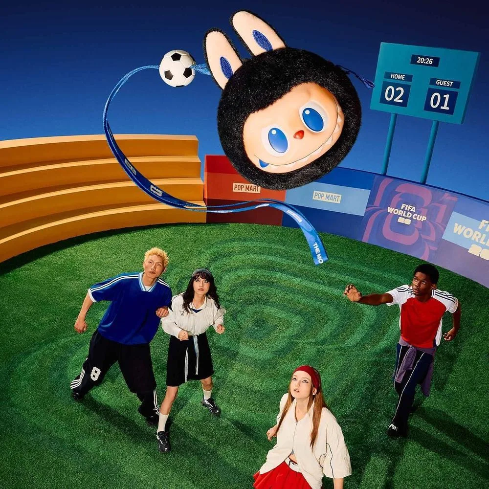 POP MART THE MONSTERS × FIFA SERIES - Cordón de felpa de vinilo con adorable cabeza de Labubu, colgante FIFA World Cup 2026